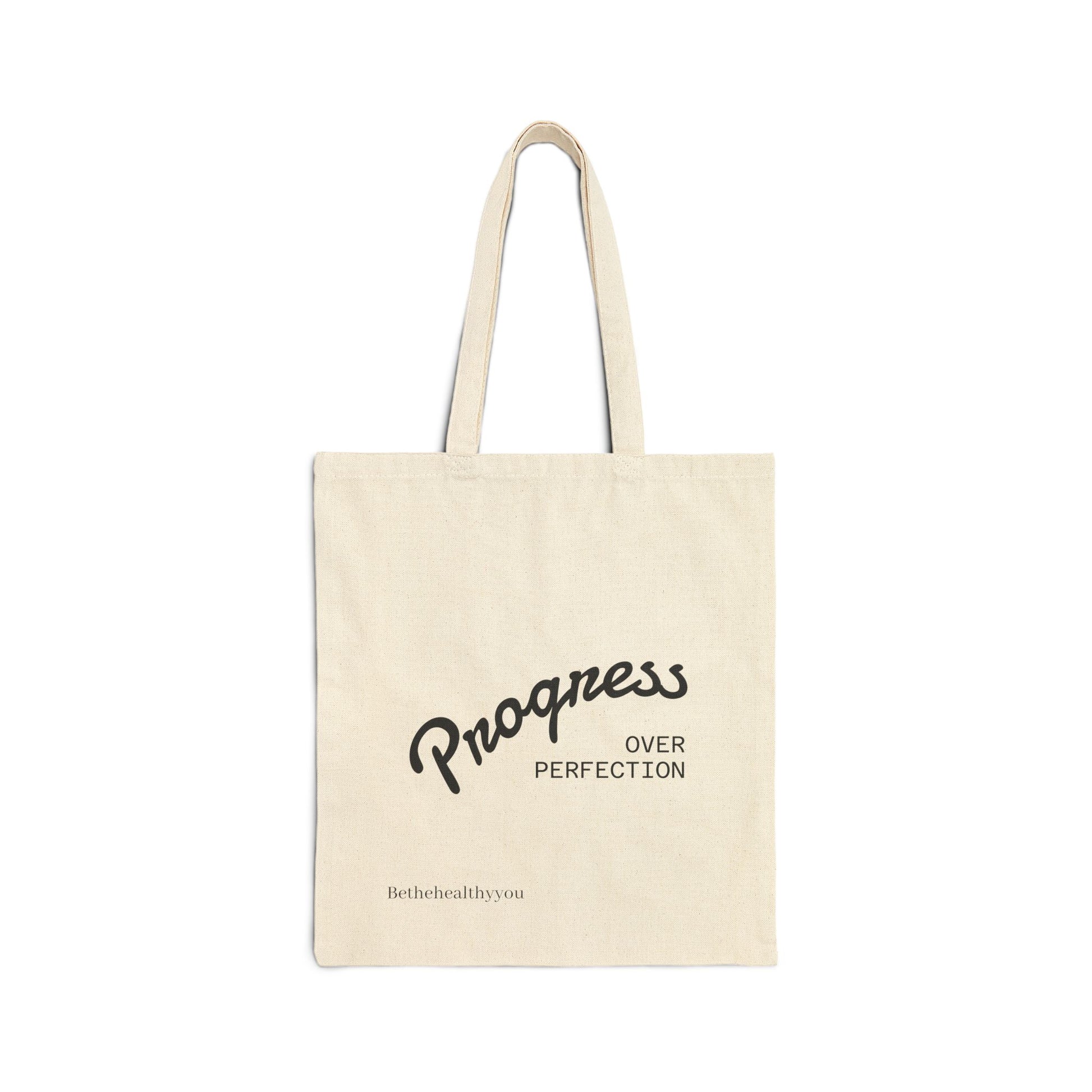 Inspirational Cotton Canvas Tote Bag - Eco-Friendly, Progress Over Perfection, Sustainable Gift, Shopping Companion, Stylish Organizer