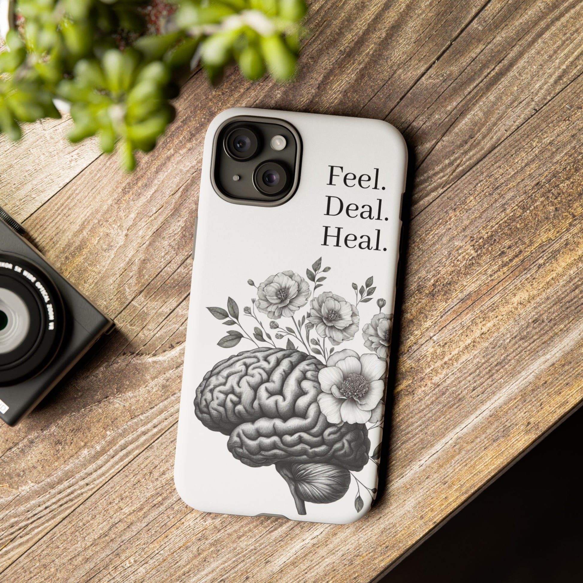 Emotional Wellness Phone Case | Feel. Deal. Heal. | Floral Brain Art | Self-Care Gift | Strong & Stylish | Unique Protection
