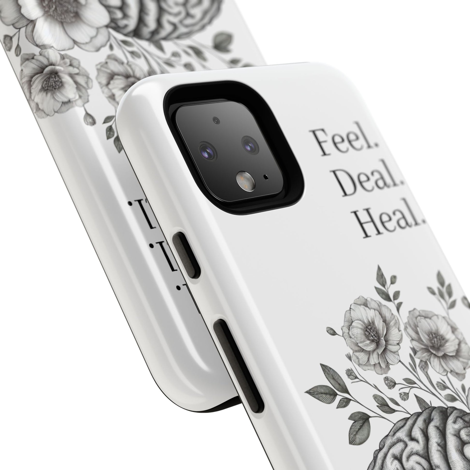 Emotional Wellness Phone Case | Feel. Deal. Heal. | Floral Brain Art | Self-Care Gift | Strong & Stylish | Unique Protection