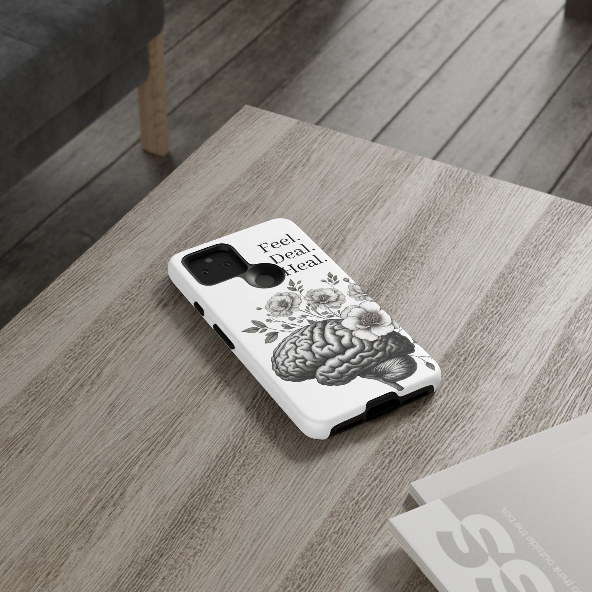 Emotional Wellness Phone Case | Feel. Deal. Heal. | Floral Brain Art | Self-Care Gift | Strong & Stylish | Unique Protection