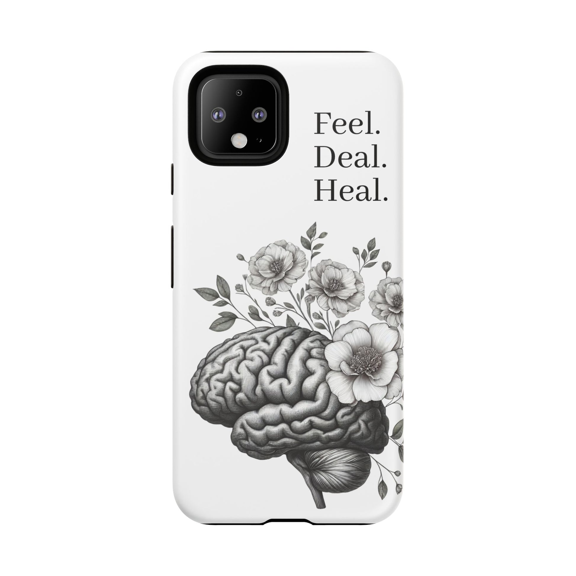 Emotional Wellness Phone Case | Feel. Deal. Heal. | Floral Brain Art | Self-Care Gift | Strong & Stylish | Unique Protection