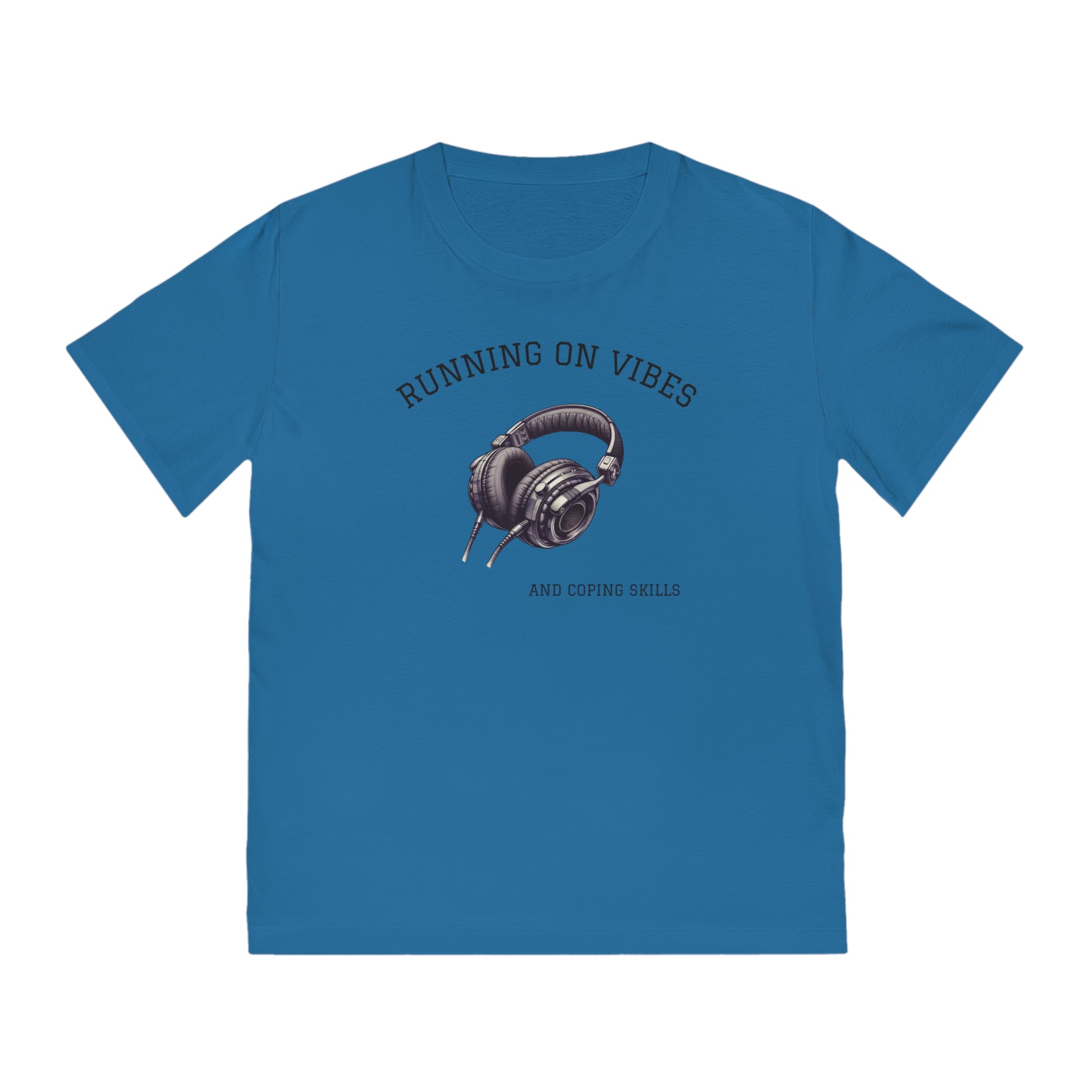 Unisex Rocker T-Shirt: Running on Vibes & Coping Skills, Music Lover Gift, Casual Apparel, Festival Wear, Headphone Graphic Tee