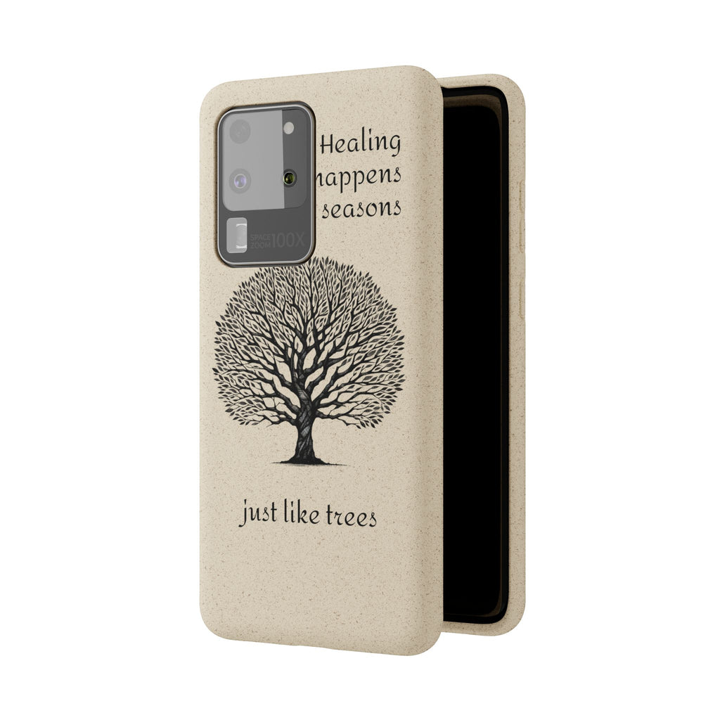Eco-Friendly Phone Case - Healing Happens in Seasons - Nature Lovers Gift, Biodegradable Mobile Cover, Eco Case, Tree Design, [...]