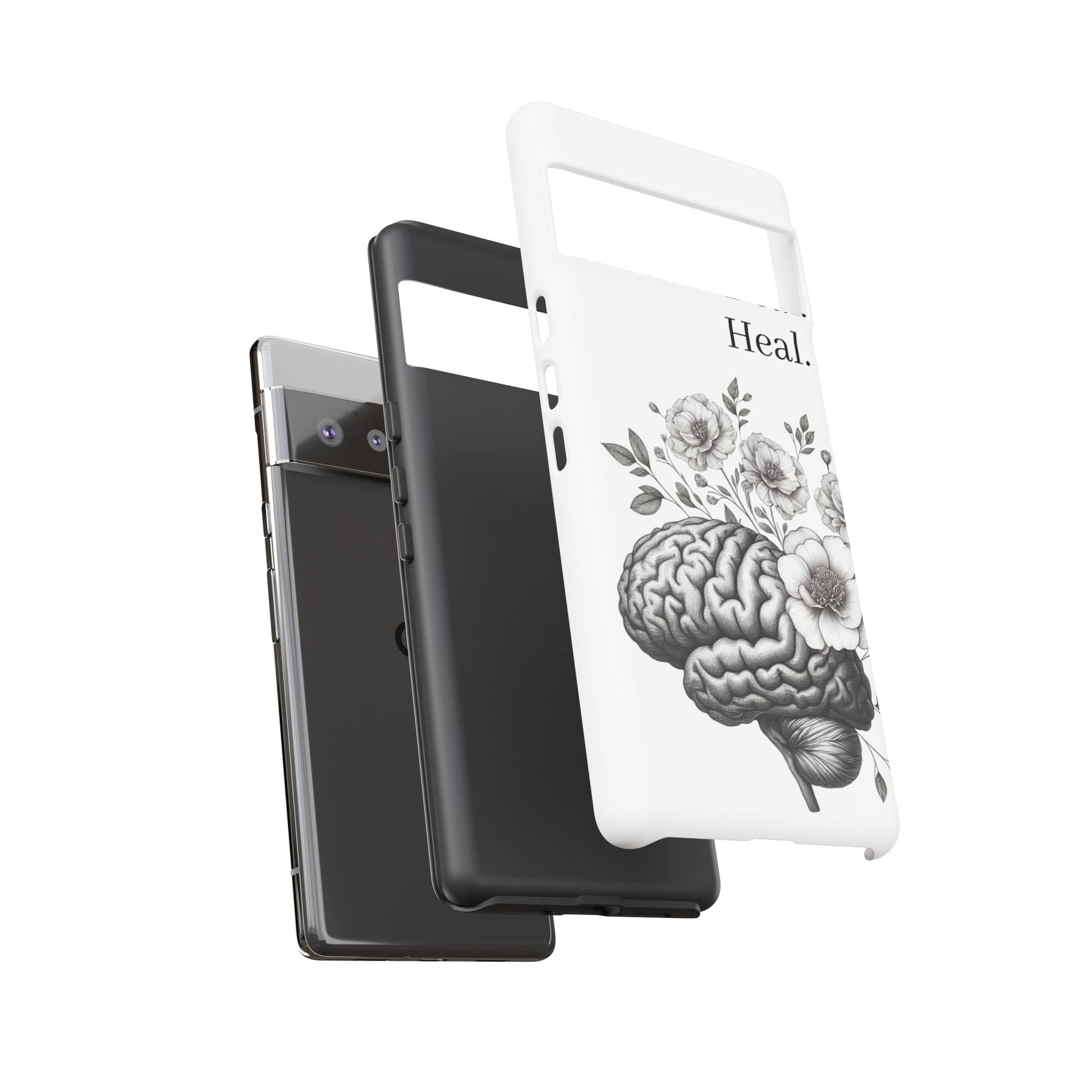 Emotional Wellness Phone Case | Feel. Deal. Heal. | Floral Brain Art | Self-Care Gift | Strong & Stylish | Unique Protection