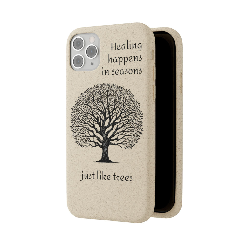 Eco-Friendly Phone Case - Healing Happens in Seasons - Nature Lovers Gift, Biodegradable Mobile Cover, Eco Case, Tree Design, [...]
