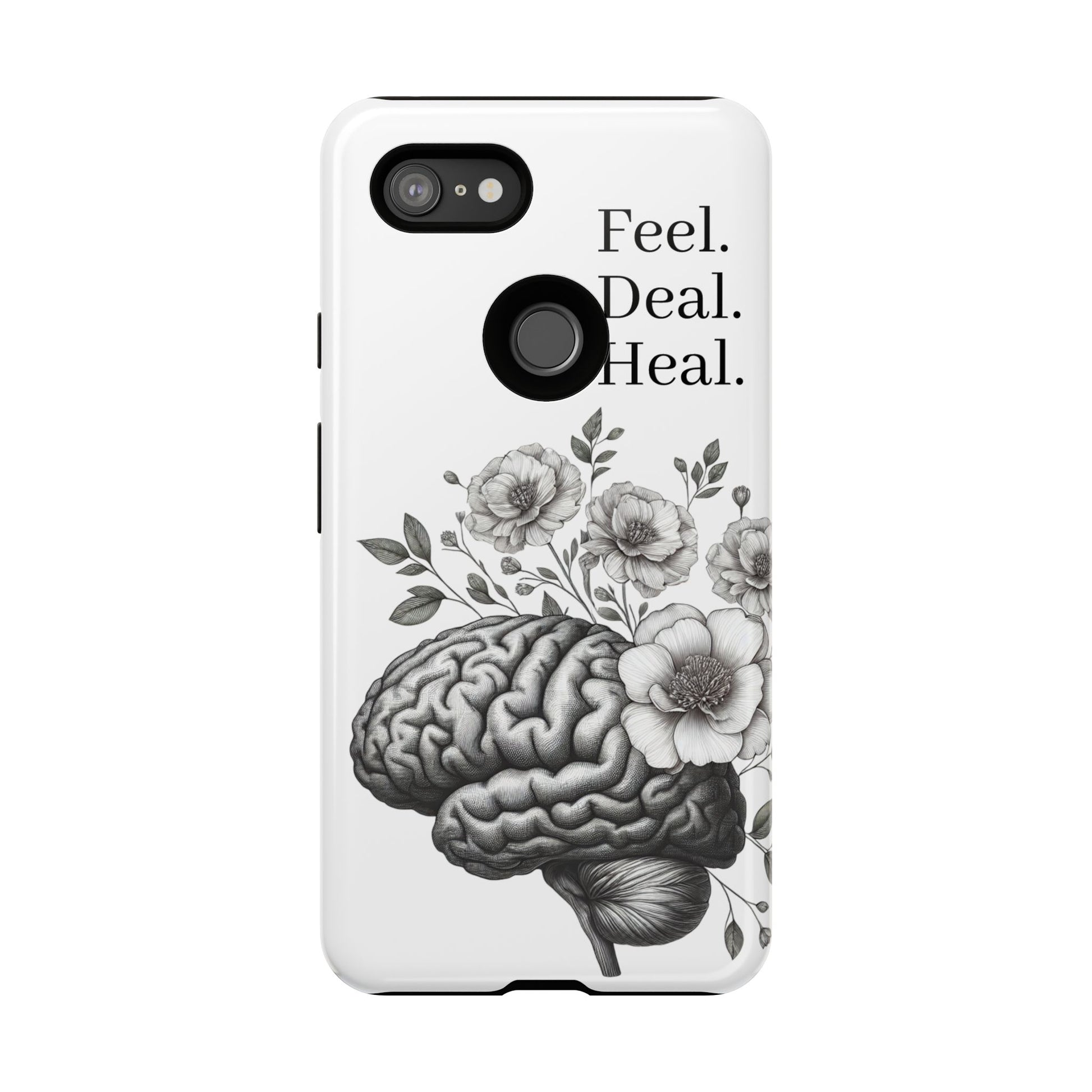 Emotional Wellness Phone Case | Feel. Deal. Heal. | Floral Brain Art | Self-Care Gift | Strong & Stylish | Unique Protection