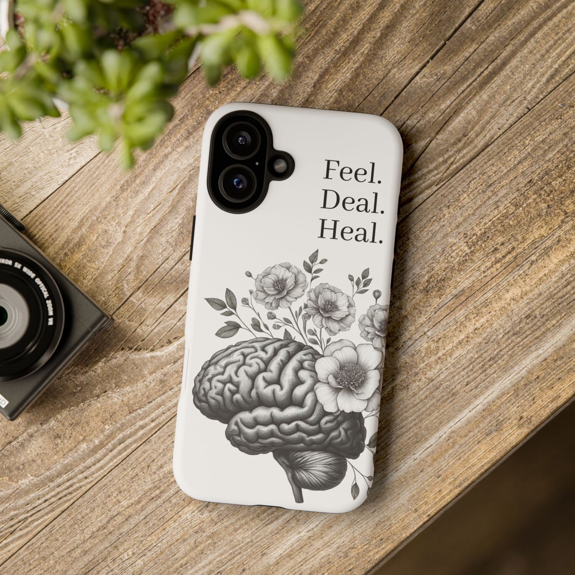 Emotional Wellness Phone Case | Feel. Deal. Heal. | Floral Brain Art | Self-Care Gift | Strong & Stylish | Unique Protection