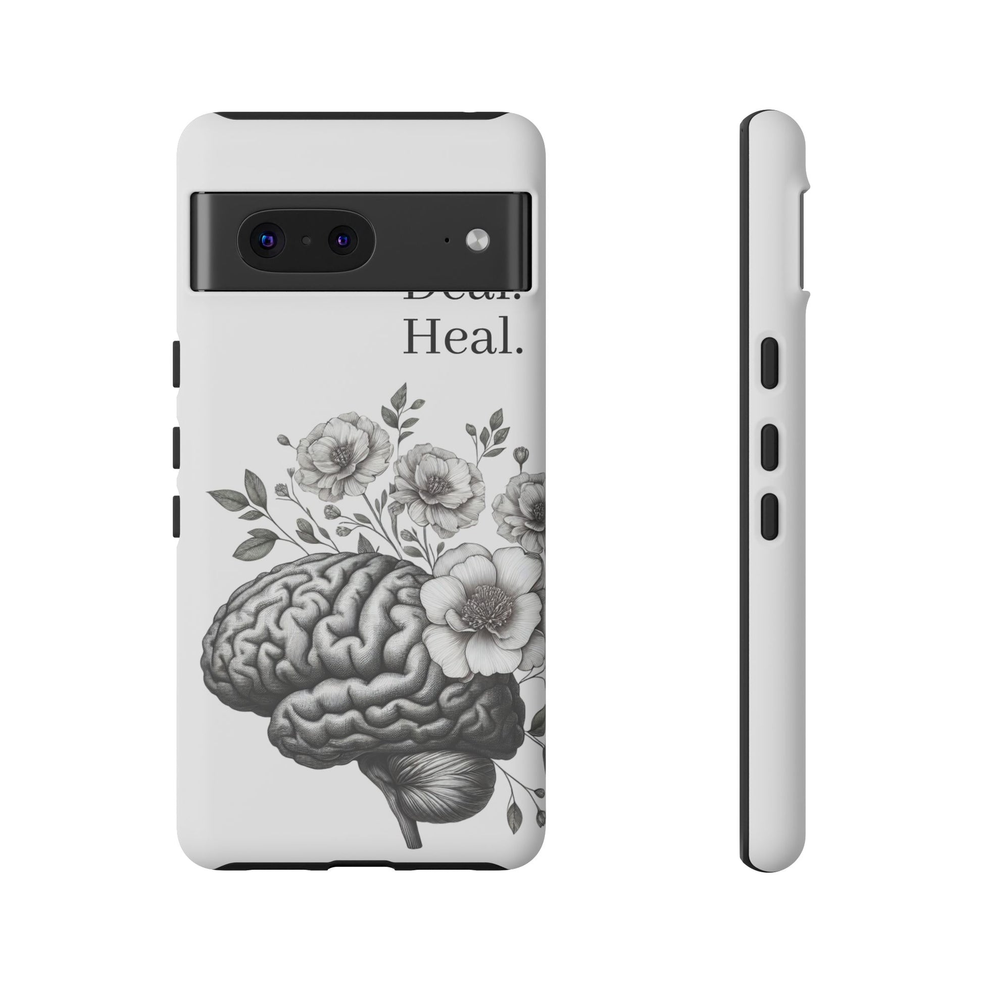 Emotional Wellness Phone Case | Feel. Deal. Heal. | Floral Brain Art | Self-Care Gift | Strong & Stylish | Unique Protection