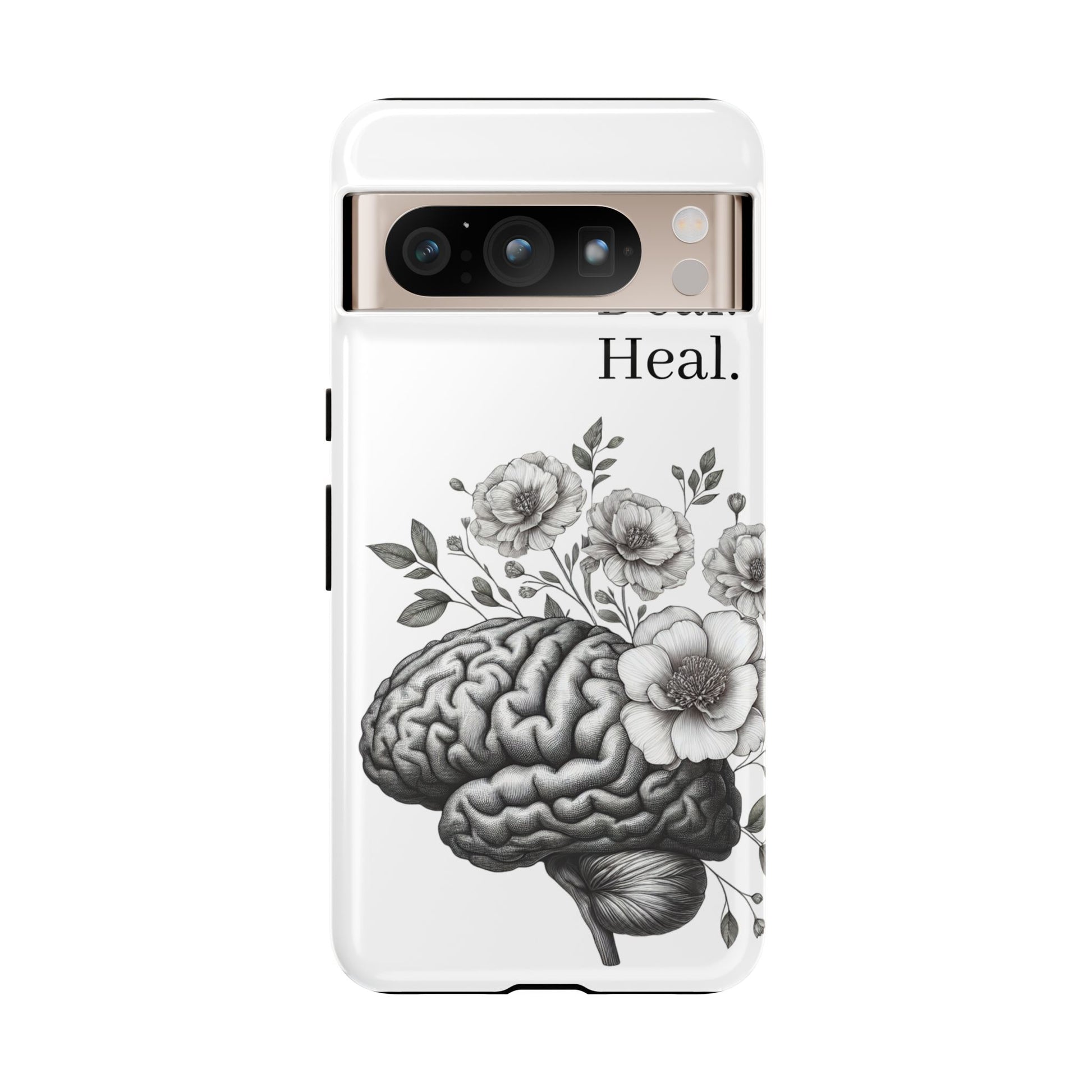 Emotional Wellness Phone Case | Feel. Deal. Heal. | Floral Brain Art | Self-Care Gift | Strong & Stylish | Unique Protection