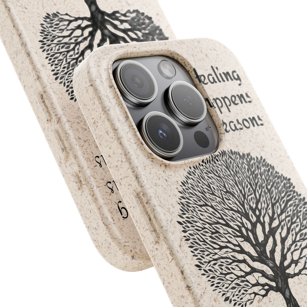 Eco-Friendly Phone Case - Healing Happens in Seasons - Nature Lovers Gift, Biodegradable Mobile Cover, Eco Case, Tree Design, [...]